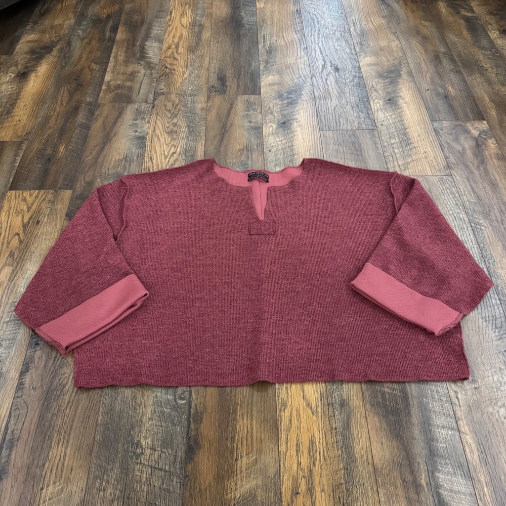 Urban Outfitters Burgundy Cropped Knit Top Boxy Split Neck XXL Y2K Sweater